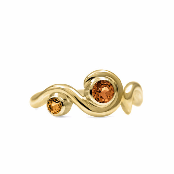 Entwine two stone gemstone engagement ring - 9ct yellow gold and citrine