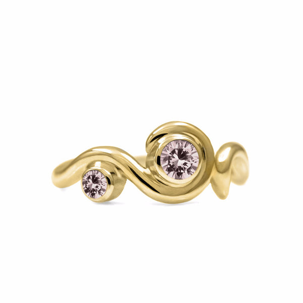 Entwine two stone gemstone engagement ring - 9ct yellow gold and morganite