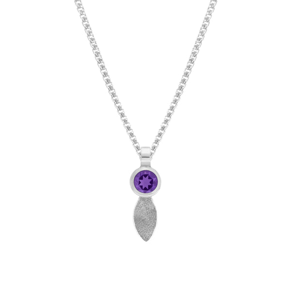 Spring pendant in sterling silver and garnet - small - READY TO WEAR