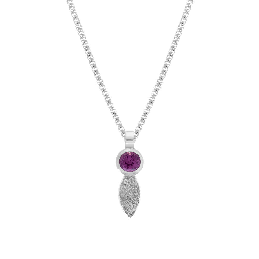 Spring pendant in sterling silver and garnet - small - READY TO WEAR