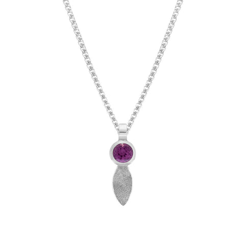 Spring pendant in sterling silver and garnet - small - READY TO WEAR