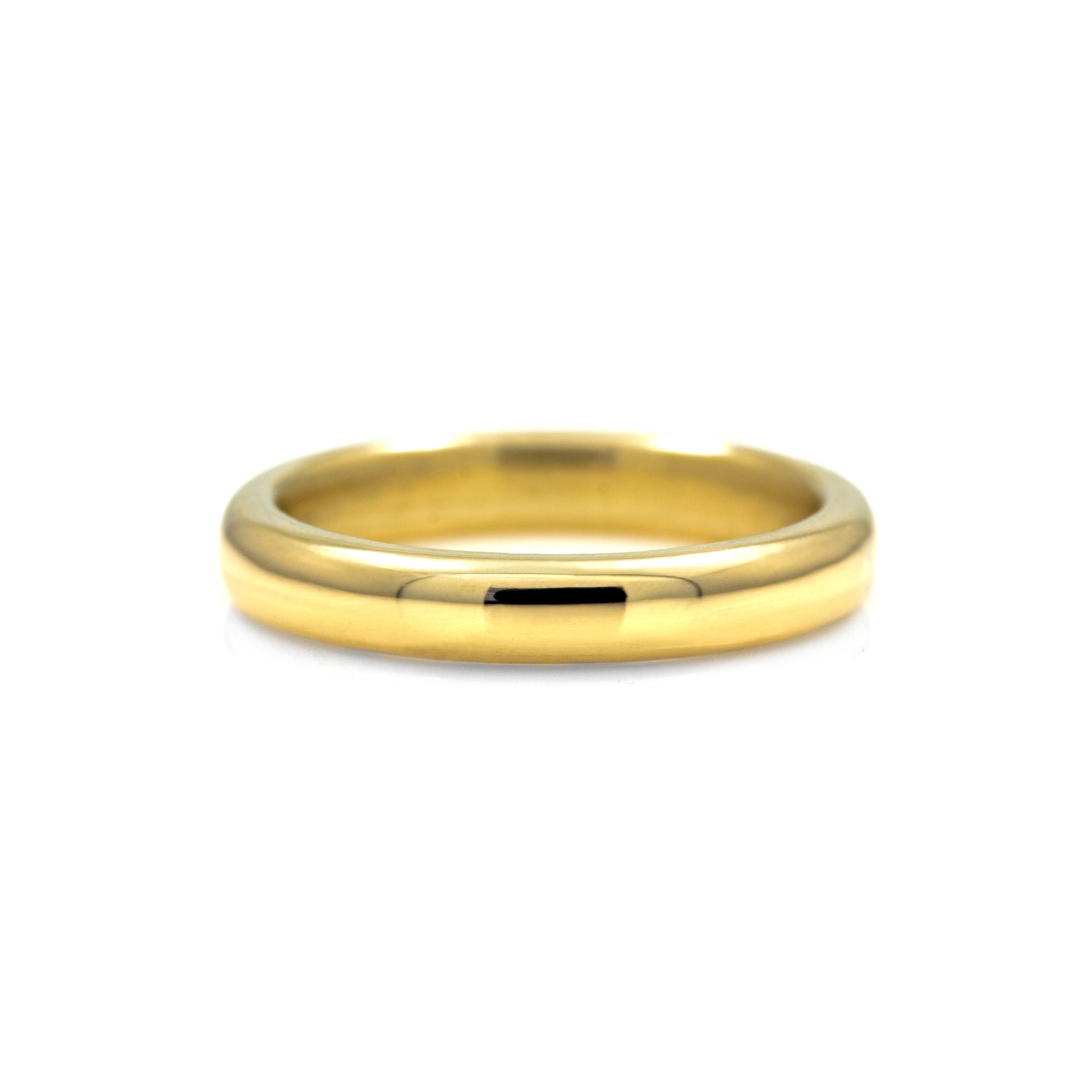 Court shaped wedding band recycled yellow gold