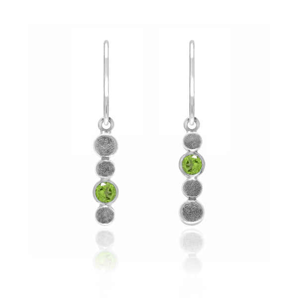 Halo drop earrings in textured sterling silver and gemstone - peridot
