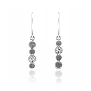 Halo drop earrings in textured sterling silver and gemstone - white topaz