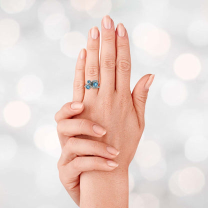 Entwine three stone ring - silver and gemstone