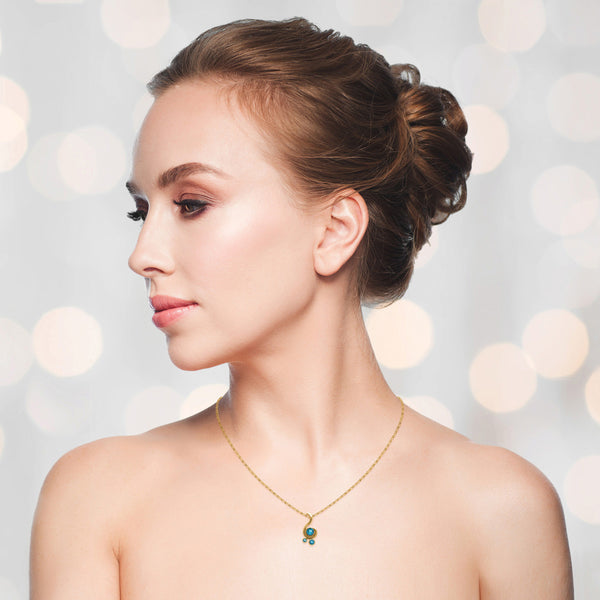 Entwine three stone gemstone pendant in 9ct gold