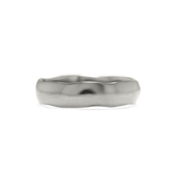 Fluid wedding ring recycled white gold carved wedding band