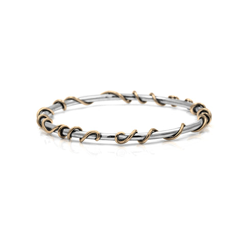 Tendril bangle in sterling silver and 9ct gold - READY TO WEAR