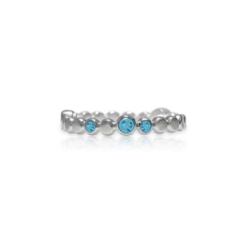 Sterling silver halo band - blue topaz