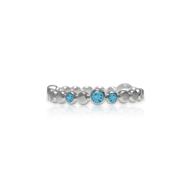 Sterling silver halo band of textured circles - blue topaz