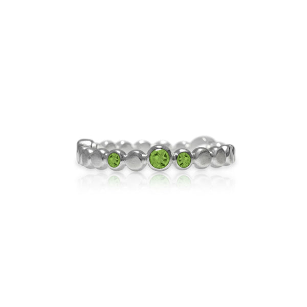 Sterling silver halo band of textured circles - peridot