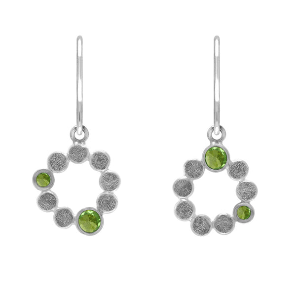 Medium halo earrings in sterling silver and gemstone