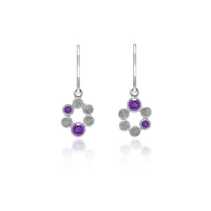 Small halo earrings in sterling silver and gemstone