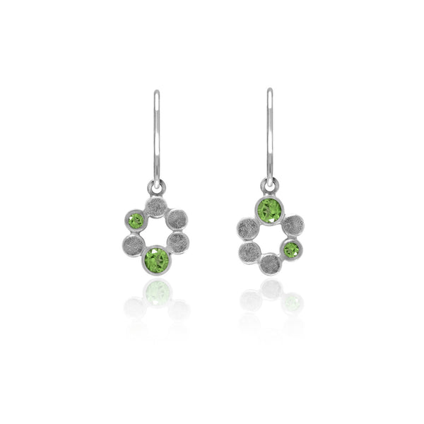 Small halo earrings in sterling silver and gemstone