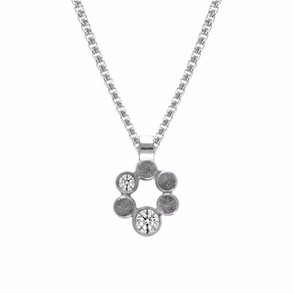 Small halo pendant in sterling silver and gemstone - ready to wear
