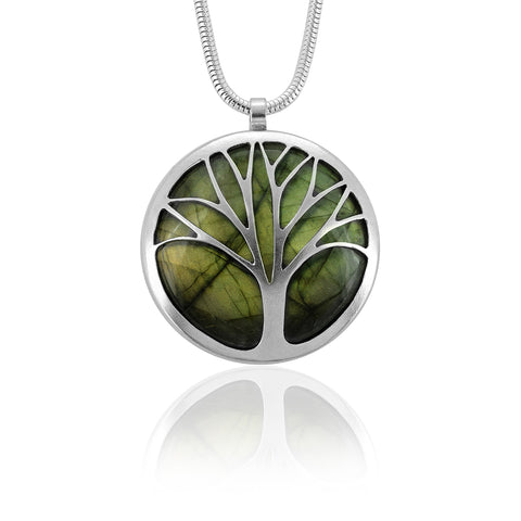 Silver and labradorite tree necklace
