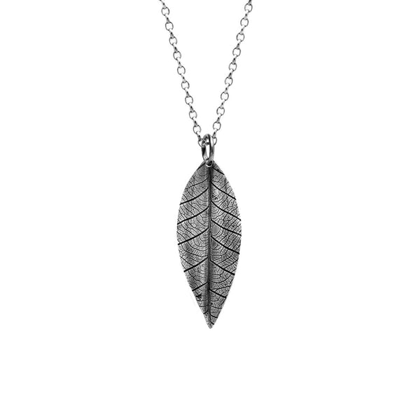 Sterling silver leaf pendant - woodland charm pendant