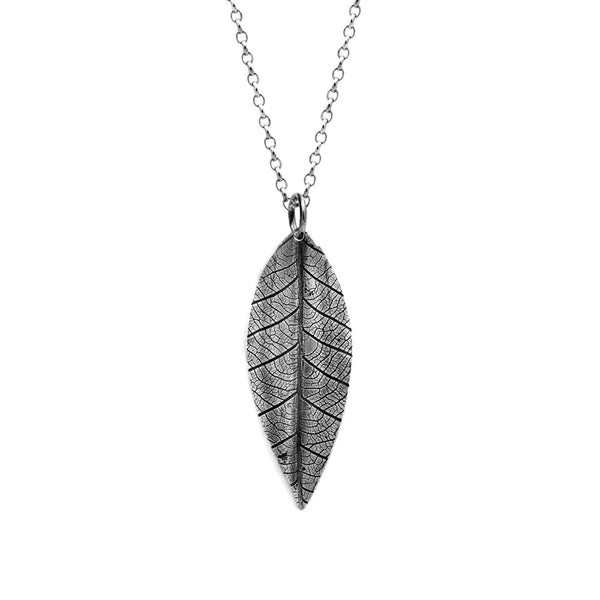 sterling silver leaf pendant. Handmade in Salisbury, Wiltshire.