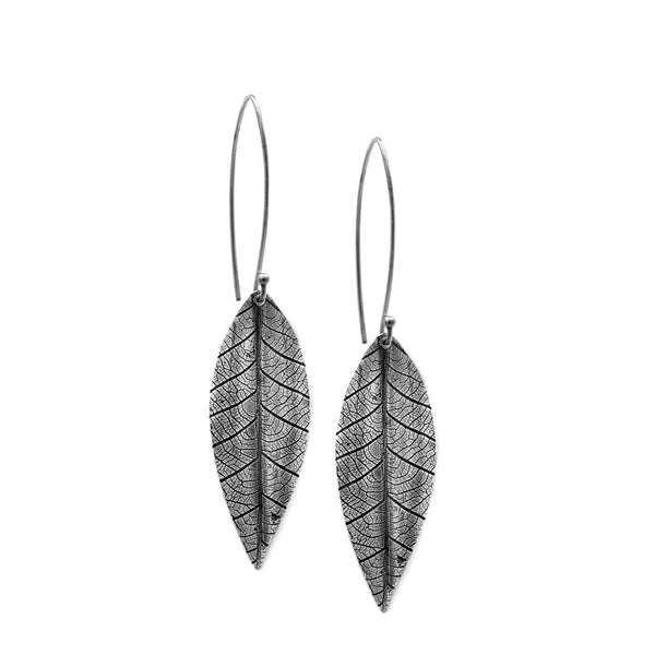 Silver leaf earrings