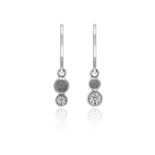 Halo mini drop earrings in textured sterling silver - white topaz