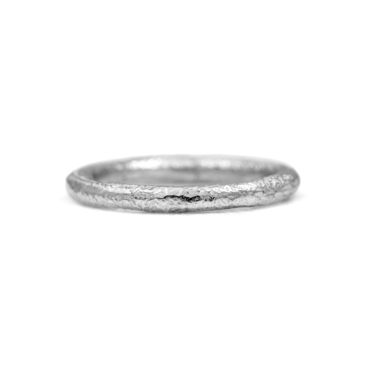 Molten wedding band textured wedding ring recycled silver