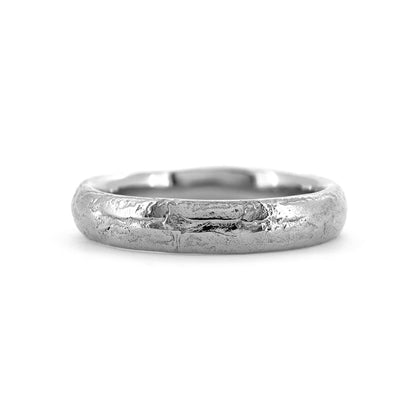 Molten wedding band textured wedding ring platinum