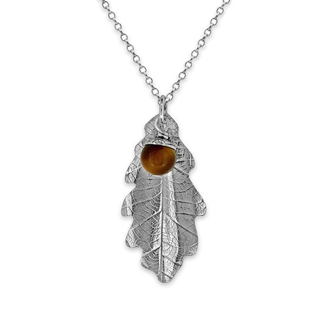 Silver oak leaf and acorn necklace - ready to wear
