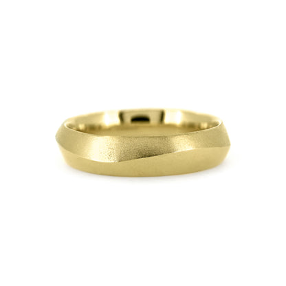 Peak wedding ring carved wave recycled yellow gold