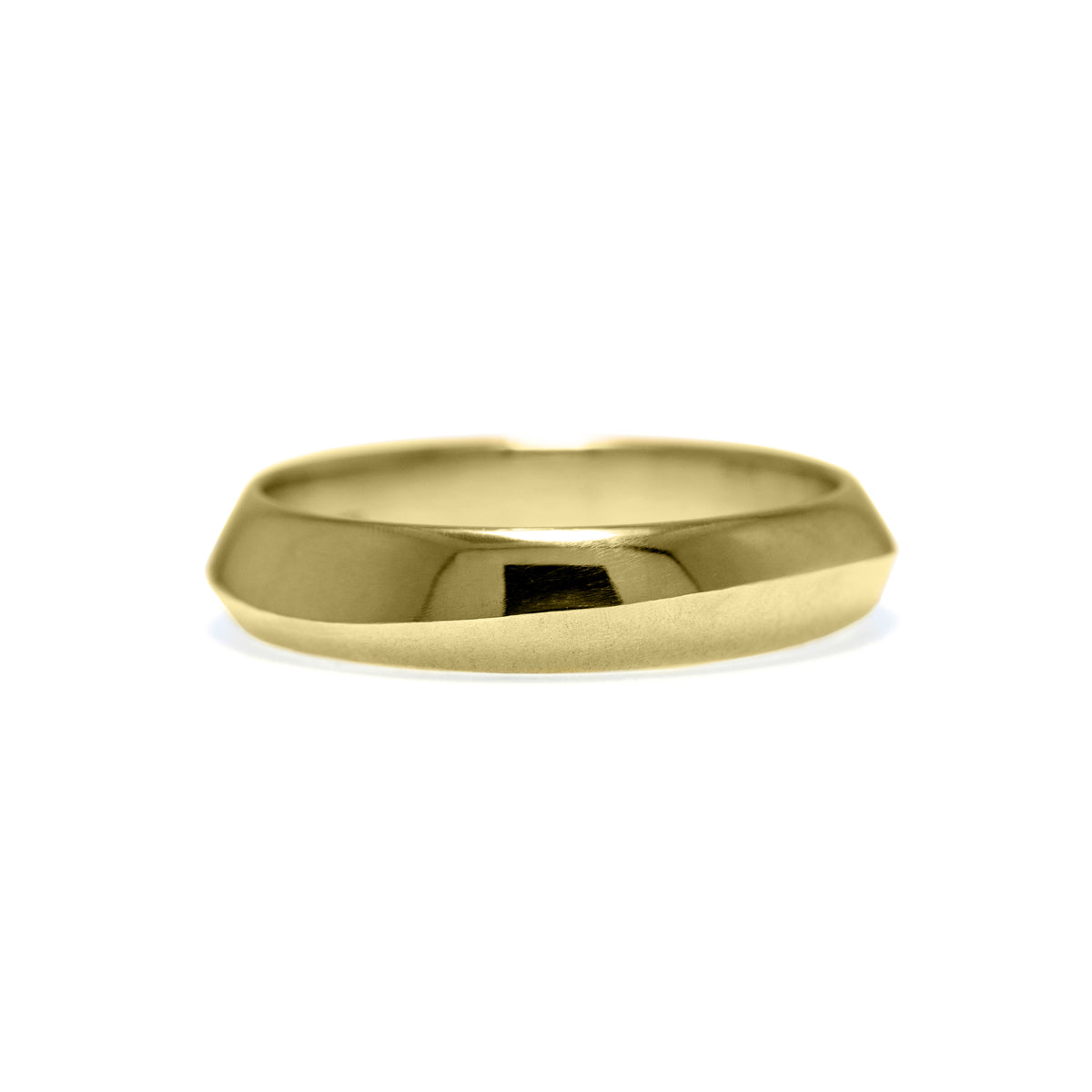 Peak wedding ring carved wave recycled yellow gold