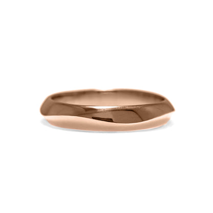 Peak wedding ring carved wave recycled rose gold