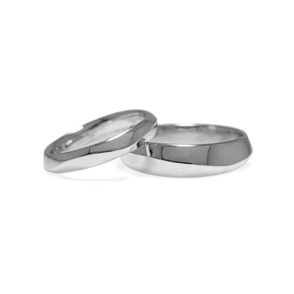 Peak wedding ring carved wave platinum