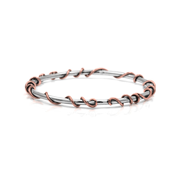 Tendril bangle in sterling silver and 9ct gold - READY TO WEAR
