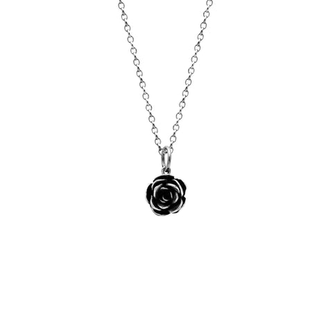 Silver rose charm pendant - medium - ready to wear