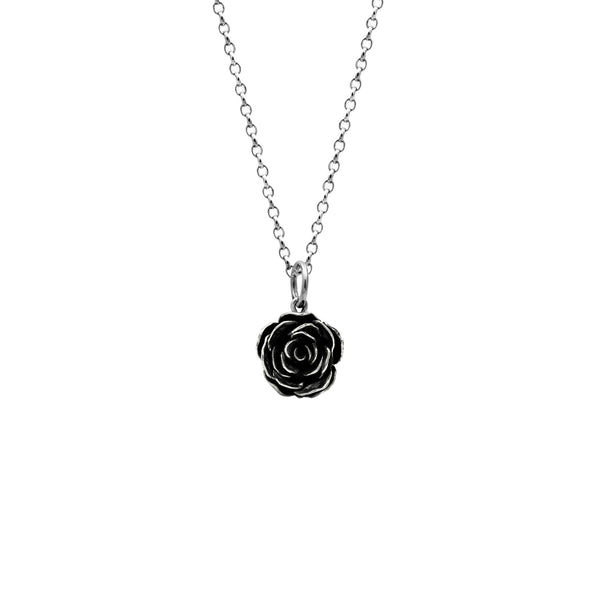 Silver rose charm pendant - large - ready to wear