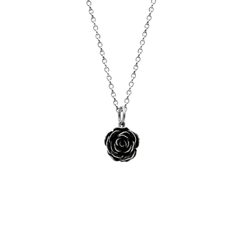 Silver rose charm pendant - large - ready to wear