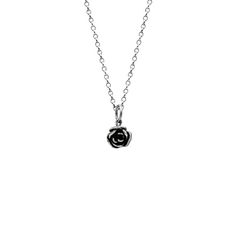 Silver rose charm pendant - small