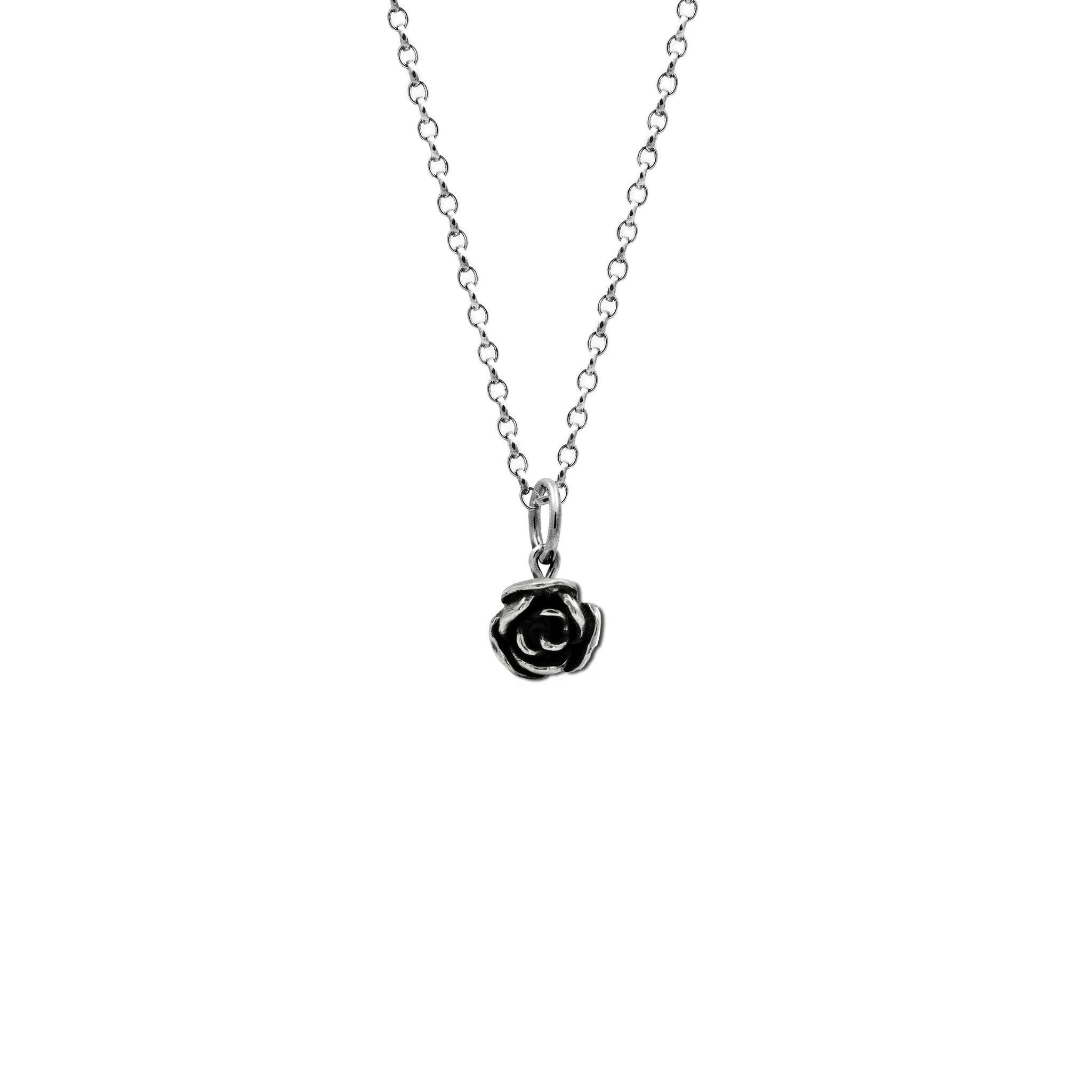 Silver rose charm pendant - small - ready to wear