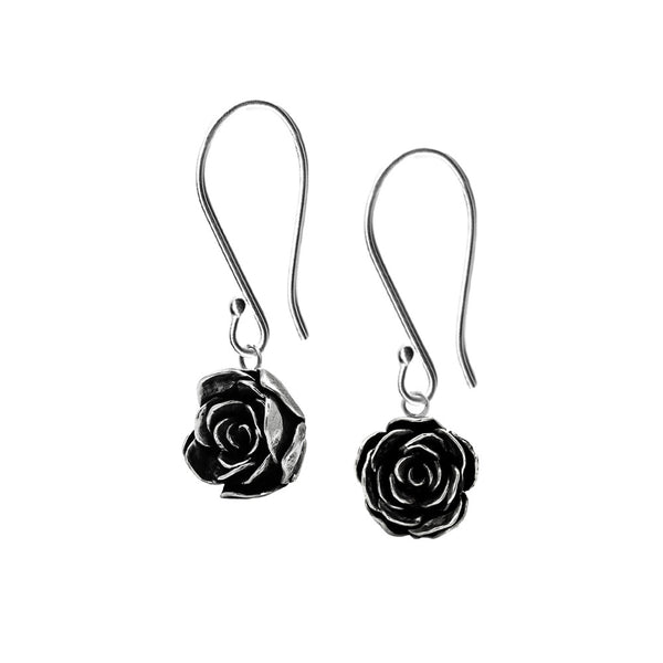 Silver rose earrings