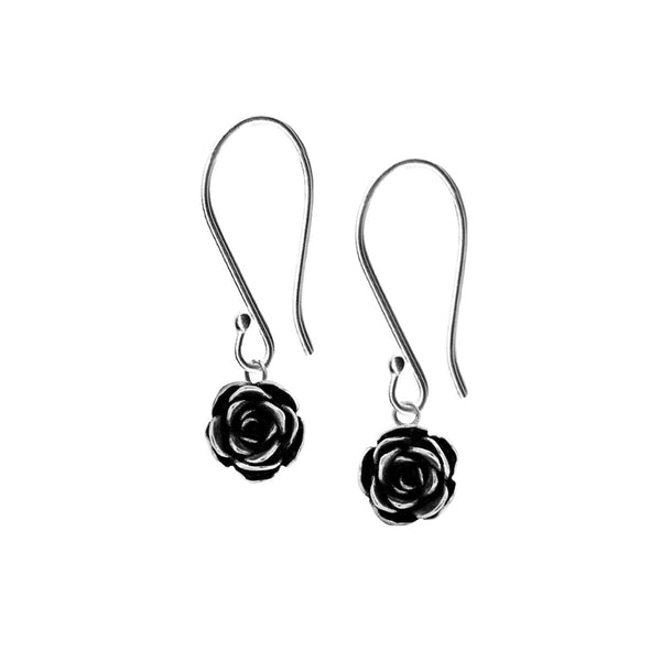 Silver rose earrings
