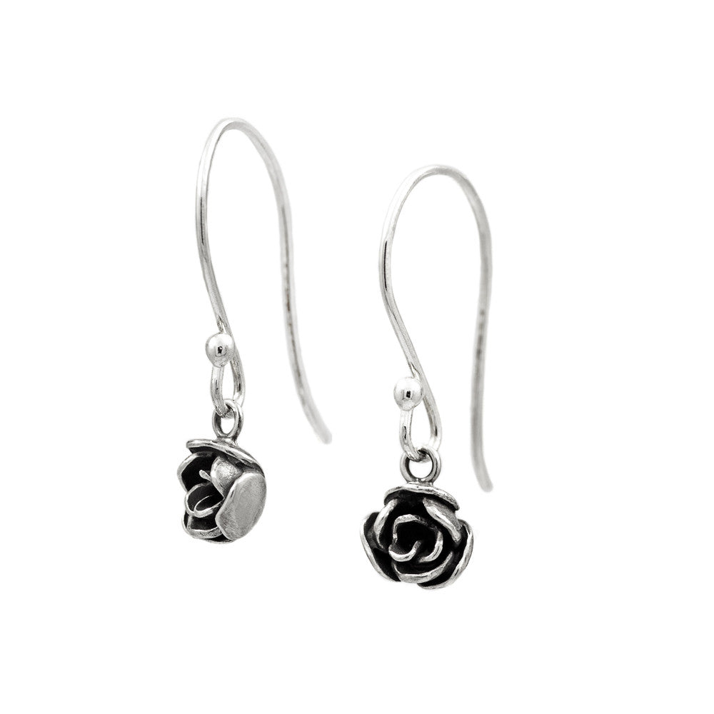 Silver rose earrings