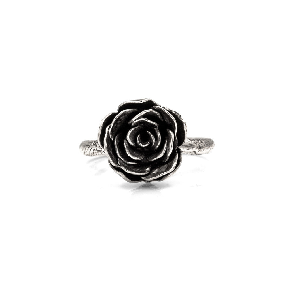 Silver rose ring - large - ready to wear