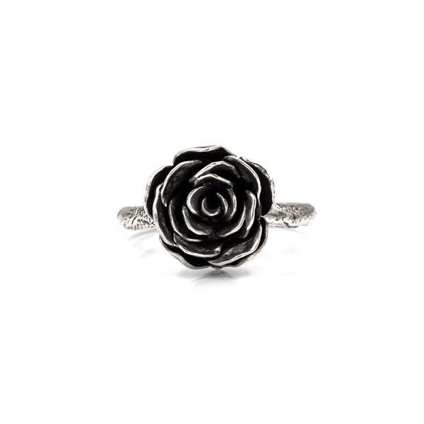 Silver rose ring