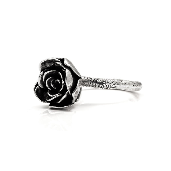 Silver rose ring