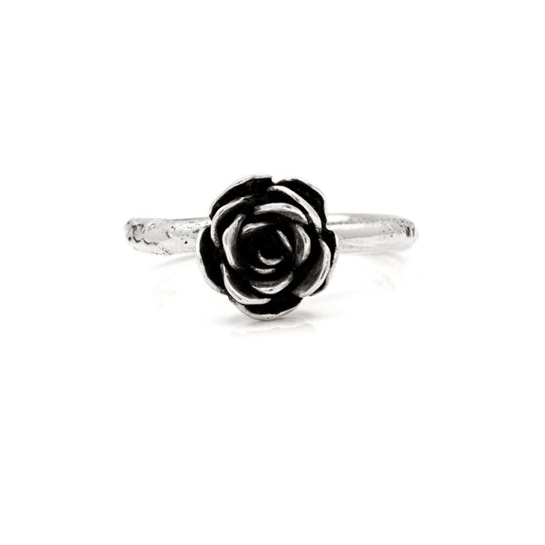 Silver rose ring - medium - ready to wear
