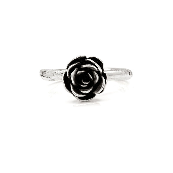 Silver rose ring