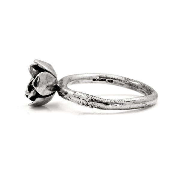 Silver rose ring - medium - READY TO WEAR