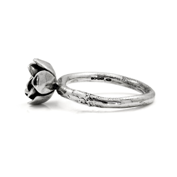 Silver rose ring