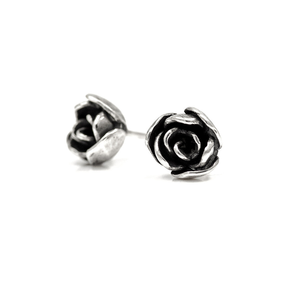 Silver rose studs - ready to wear