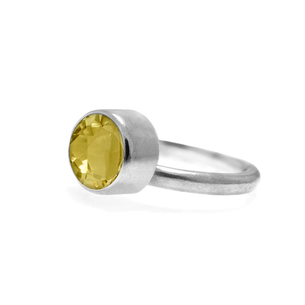Pair of interlocking halo rings in sterling silver, peridot and citrine