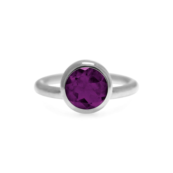 Sterling silver and rhodolite garnet solo ring